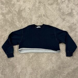 Good American Cropped Navvy Cotton Crewneck Sweatshirt Size Medium, Like New EUC
